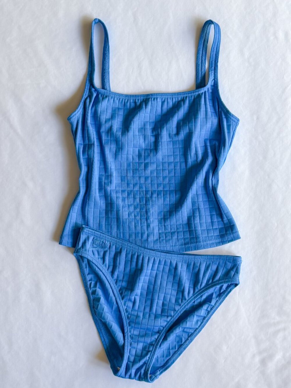 Vintage Y2K Speedo Blue Ribbed Tankini Set | Two Piece Swim | Size 8 S M